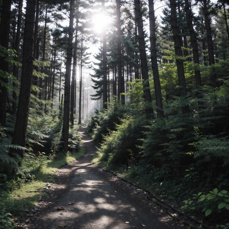 19785-3934327279-a beam of light in the forest,there is a small path,light shining on the path,intense light and shadow effects,.png